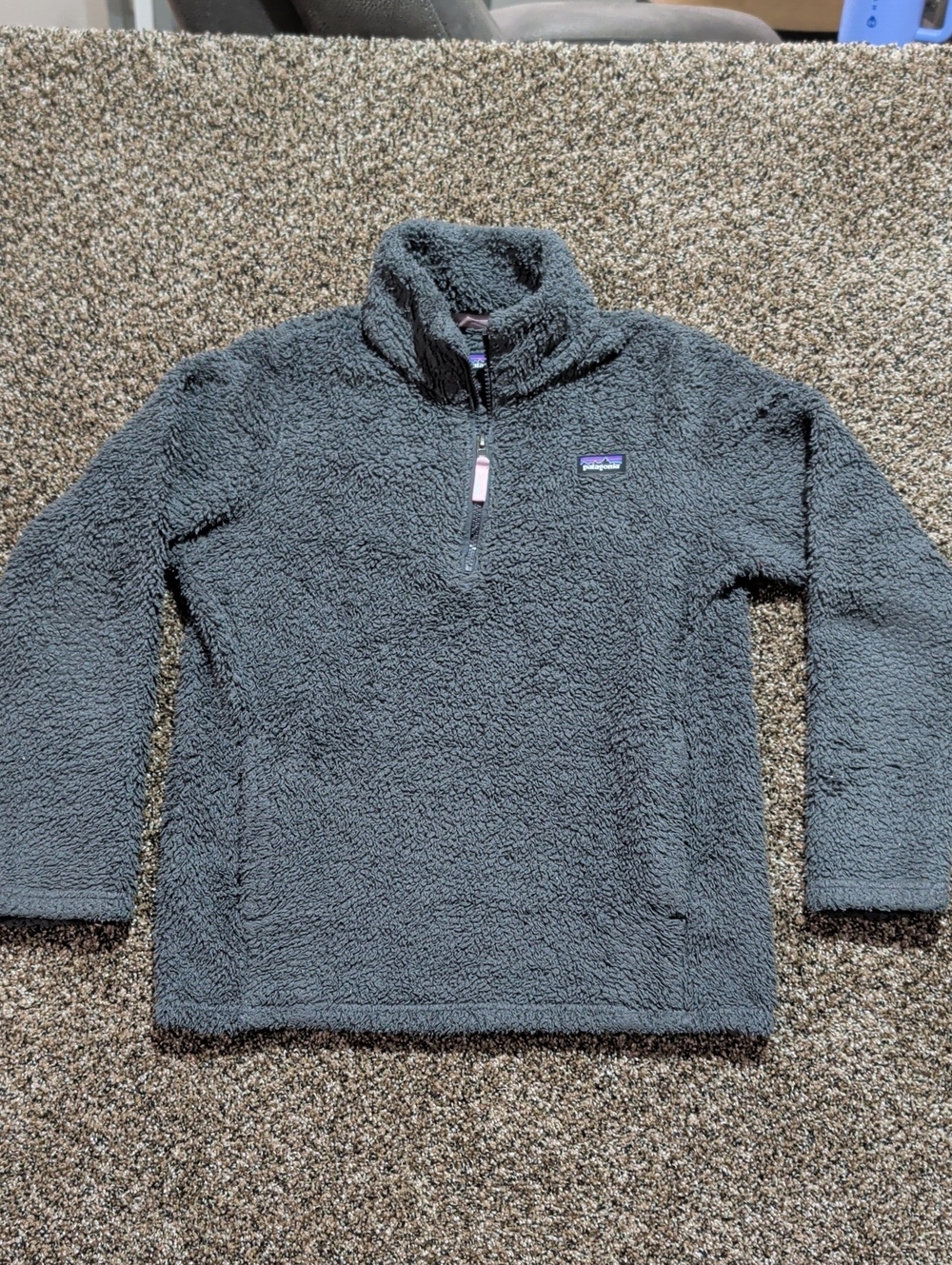 Youth XL Gray Patagonia Kids Charcoal Gray Sherpa 1/4 Zip Pullover Los Gatos